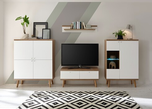 Tv-alus LENA valge / tamm, 107x40xH50 cm