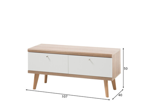 Tv-alus LENA valge / tamm, 107x40xH50 cm