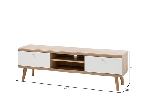 Tv-alus LENA valge / tamm, 160x40xH50 cm