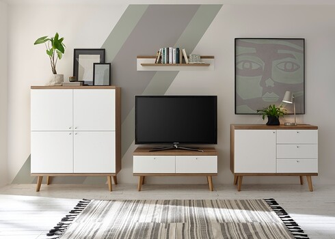 Kummut LENA valge / tamm, 107x40xH83 cm