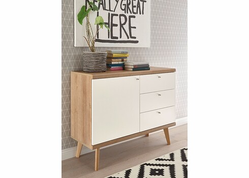 Kummut LENA valge / tamm, 107x40xH83 cm