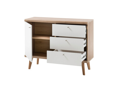 Kummut LENA valge / tamm, 107x40xH83 cm