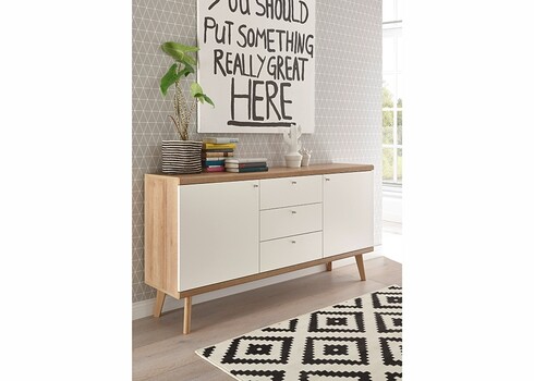 Kummut LENA valge / tamm, 160x40xH83 cm