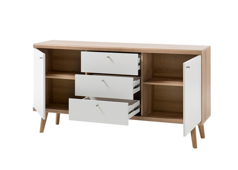 Kummut LENA valge / tamm, 160x40xH83 cm