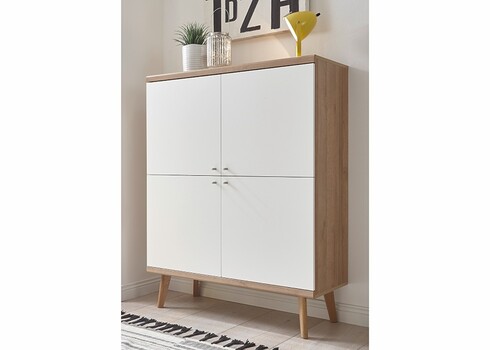 Kummut LENA valge / tamm, 107x40xH134 cm