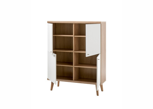 Kummut LENA valge / tamm, 107x40xH134 cm