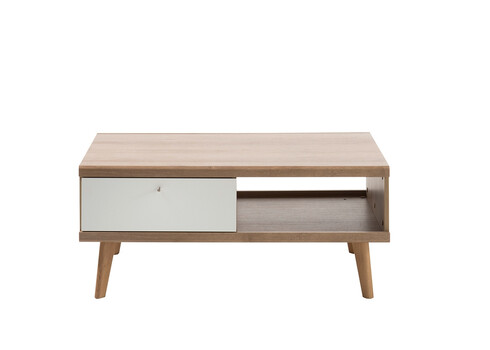 Diivanilaud LENA valge / tamm, 107x67xH46 cm