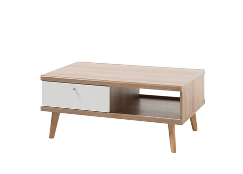 Diivanilaud LENA valge / tamm, 107x67xH46 cm