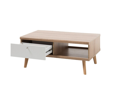 Diivanilaud LENA valge / tamm, 107x67xH46 cm