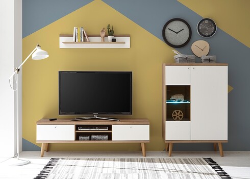 Seinariiul LENA valge / tamm, 107x19x20 cm