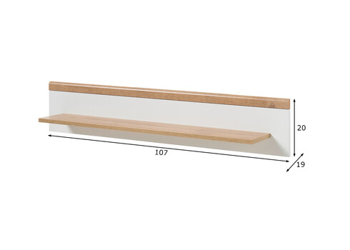 Seinariiul LENA valge / tamm, 107x19x20 cm