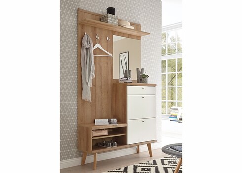 Esikumööblikomplekt LENA valge / tamm, 100x34xH200 cm