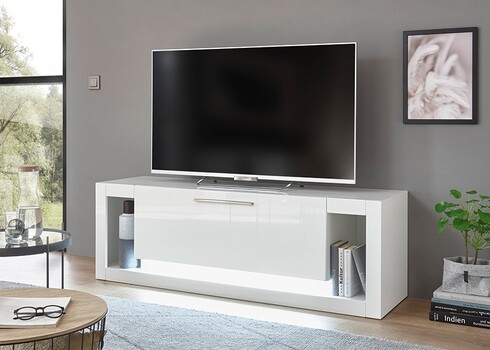 Tv-alus MERAN valge kõrgläige, 150x43xH49 cm