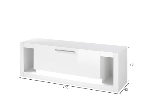 Tv-alus MERAN valge kõrgläige, 150x43xH49 cm