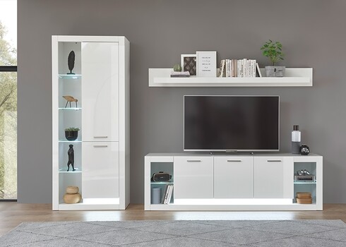 Tv-alus MERAN valge kõrgläige, 198x43xH49 cm