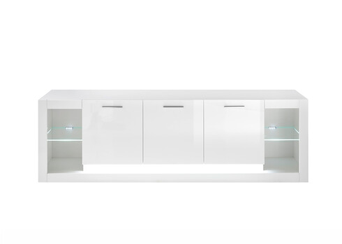 Tv-alus MERAN valge kõrgläige, 198x43xH49 cm