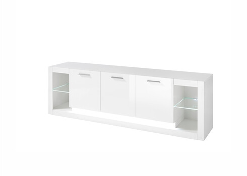 Tv-alus MERAN valge kõrgläige, 198x43xH49 cm