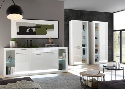 Kummut MERAN valge kõrgläige, 198x43xH83 cm