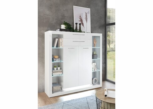 Kummut MERAN valge kõrgläige, 141x37xH139 cm