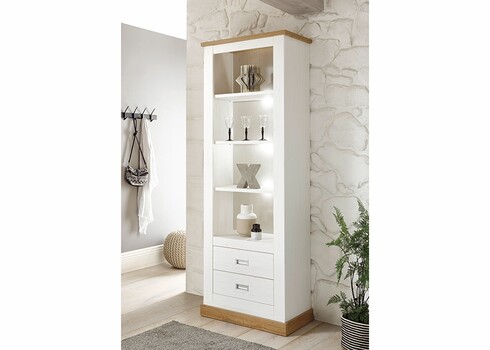 Kapp-riiul ORLANDO valge mänd / tamm, 73x40xH204 cm