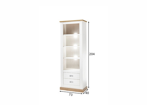 Kapp-riiul ORLANDO valge mänd / tamm, 73x40xH204 cm