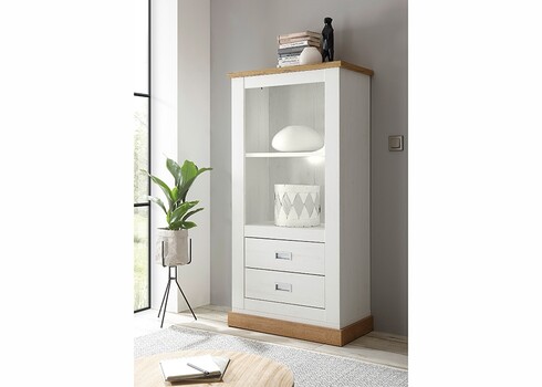 Kapp-riiul ORLANDO valge mänd / tamm, 73x40xH146 cm