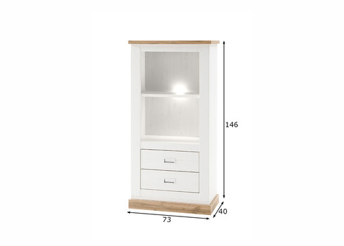 Kapp-riiul ORLANDO valge mänd / tamm, 73x40xH146 cm