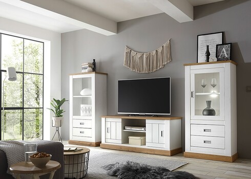 Kapp-riiul ORLANDO valge mänd / tamm, 73x40xH146 cm