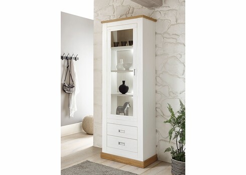 Vitriinkapp ORLANDO valge mänd / tamm, 73x40xH204 cm