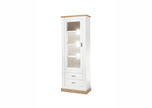 Vitriinkapp ORLANDO valge mänd / tamm, 73x40xH204 cm