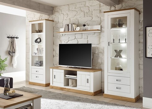 Vitriinkapp ORLANDO valge mänd / tamm, 73x40xH204 cm