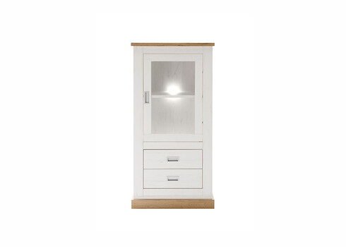 Vitriinkapp ORLANDO valge mänd / tamm, 73x40xH146 cm