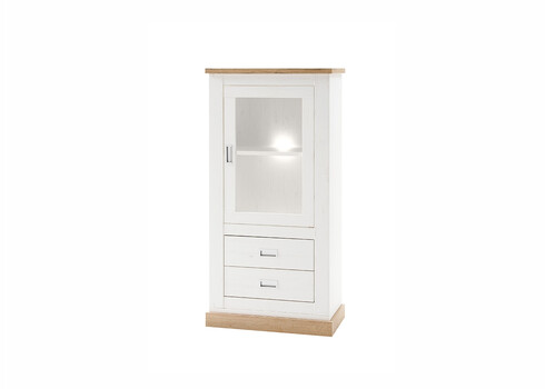 Vitriinkapp ORLANDO valge mänd / tamm, 73x40xH146 cm