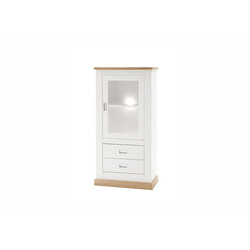 Vitriinkapp ORLANDO valge mänd / tamm, 73x40xH146 cm