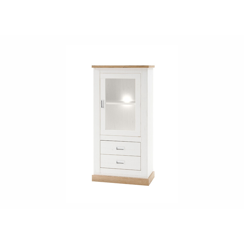 Vitriinkapp ORLANDO valge mänd / tamm, 73x40xH146 cm