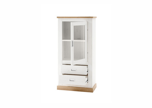 Vitriinkapp ORLANDO valge mänd / tamm, 73x40xH146 cm