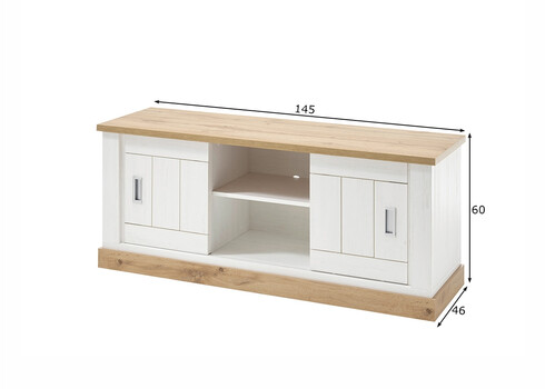 Tv-alus ORLANDO valge mänd / tamm, 145x46xH60 cm