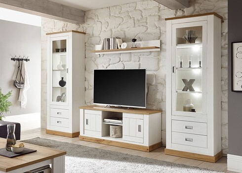 Tv-alus ORLANDO valge mänd / tamm, 145x46xH60 cm