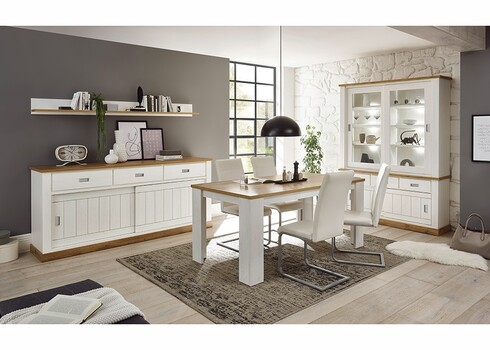 Seinariiul ORLANDO valge mänd / tamm, 215x20xH18 cm