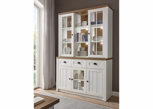 Puhvetkapp PROVENCE valge mänd / tamm, 130x43xH198 cm