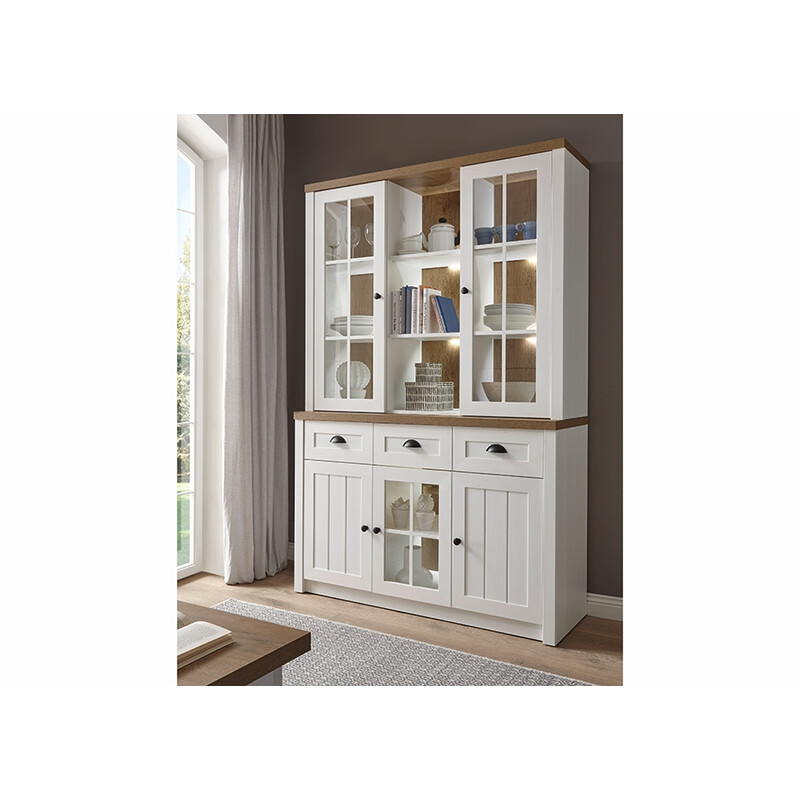 Puhvetkapp PROVENCE valge mänd / tamm, 130x43xH198 cm