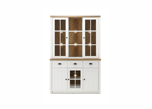 Puhvetkapp PROVENCE valge mänd / tamm, 130x43xH198 cm