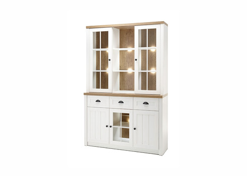 Puhvetkapp PROVENCE valge mänd / tamm, 130x43xH198 cm