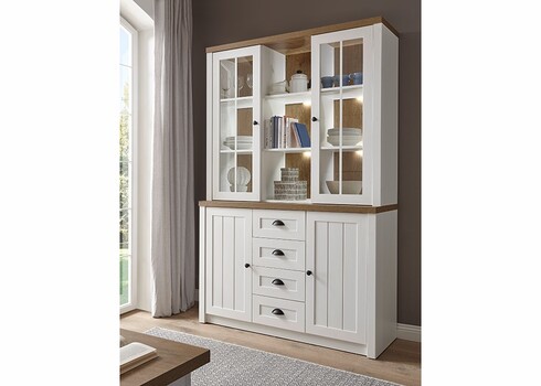 Puhvetkapp PROVENCE valge mänd / tamm, 130x43xH198 cm