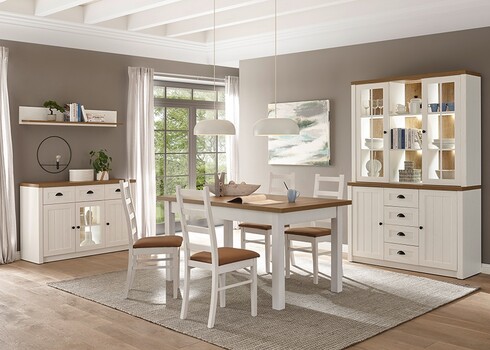 Puhvetkapp PROVENCE valge mänd / tamm, 130x43xH198 cm