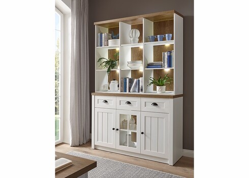 Puhvetkapp PROVENCE valge mänd / tamm, 130x43xH198 cm