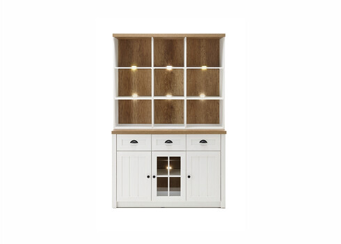 Puhvetkapp PROVENCE valge mänd / tamm, 130x43xH198 cm