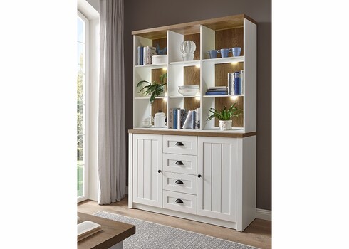 Puhvetkapp PROVENCE valge mänd / tamm, 130x43xH198 cm