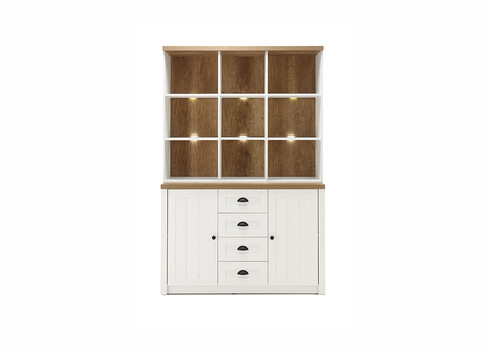 Puhvetkapp PROVENCE valge mänd / tamm, 130x43xH198 cm