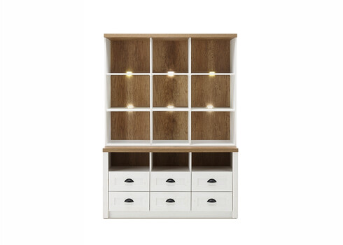 Puhvetkapp PROVENCE valge mänd / tamm, 130x43xH179 cm